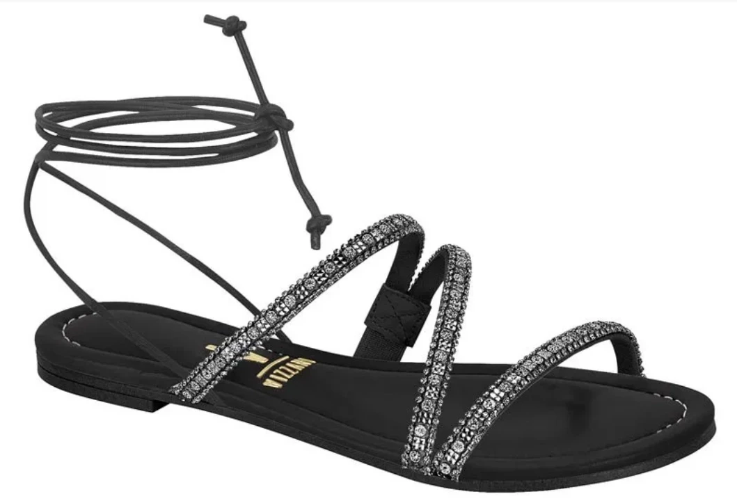 Sandalia vizzano tiras brilhantes 34